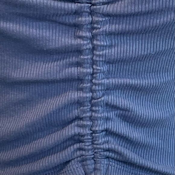 Zara Ruched Crop Top Periwinkle Blue Ribbed Knit Long Sleeve S - Picture 6 of 7